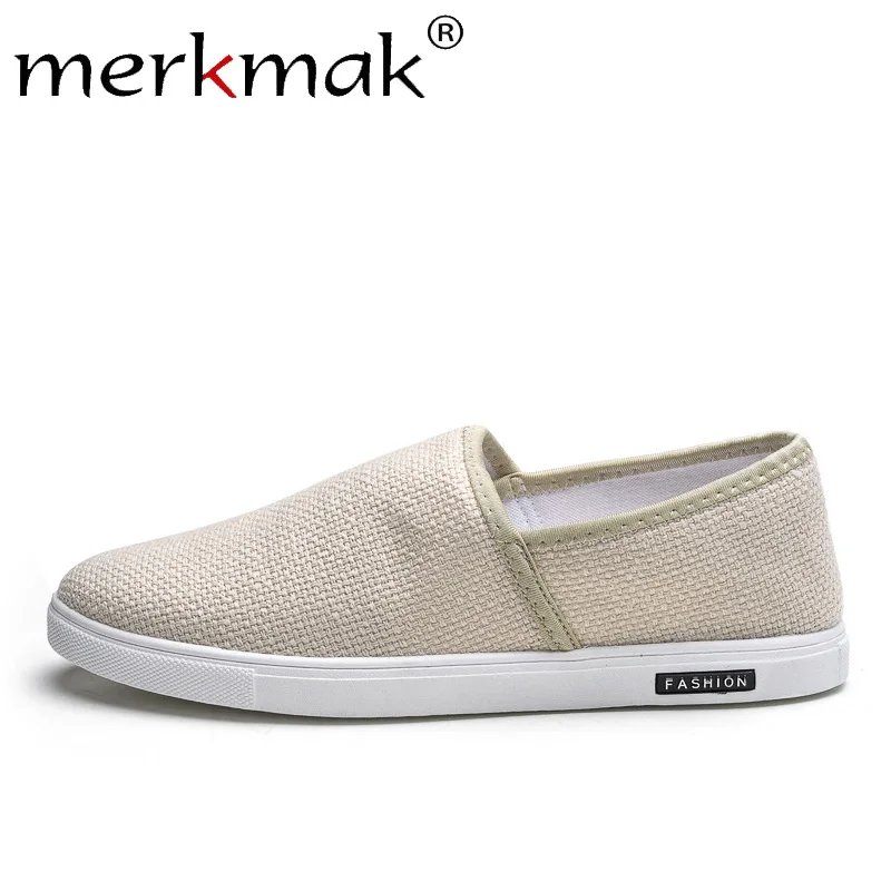 

Merkmak Dropshipping Linen Men Loafers Summer Casual Driving Man Shoes Breathable Slip-On Male Lazy Comfort Soft Flats Mocassins