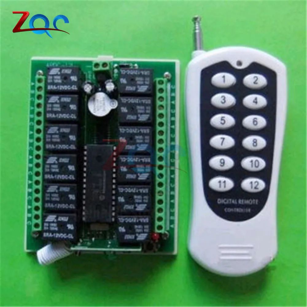 DC 12V 12 Channel Relay Module Wireless RF Remote Control Switch Transmitter + Receiver Boardin
