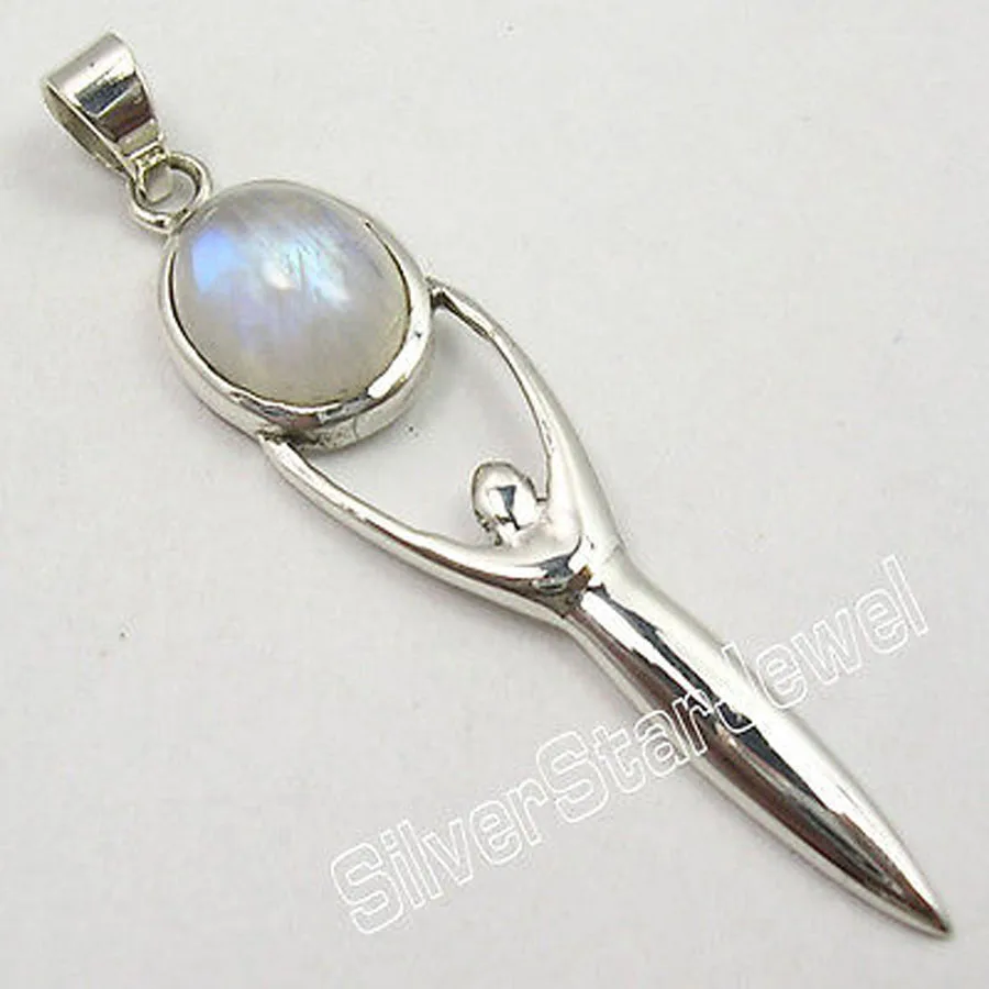 

Muiltiple Choices Chanti International Solid Silver OVAL RAINBOW MOONSTONE Gem WELL MADE GODDESS Pendant 5.8 CM NEW Variation