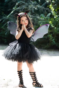 

POSH DREAM Batman Kids Girl Halloween Dress Little Black Vampire Cosplay Children Kids Party Tutu Dresses Girls Fashion Clothes