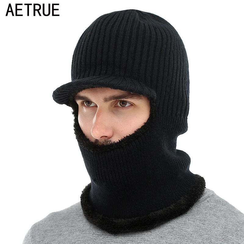 AETRUE вязаная шапка для мужчин женщин зимняя шапка маска Балаклава шарф зимняя шапочки для мужчин теплые мягкие Мех животных шерстяной берет кепки шапки