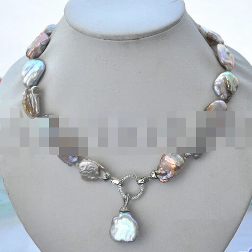 

Jew3110 17" baroque Lavender KESHI REBORN PEARL NECKLACE PENDANT (A0513)