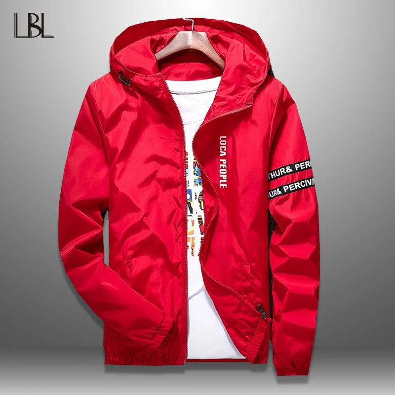

LBL Hooded Jacket Men Windproof Autumn Spring Mens Bomber Jackets Slim Fit 2019 Casual Thin Coat Men's Sportswear Fashion Top