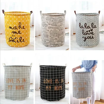 

Make Me Smile Fabric Baskets Storage Picnic Basket Box Cotton Washing Clothes Box Baby Orgnizer Large Laundry Basket Toy