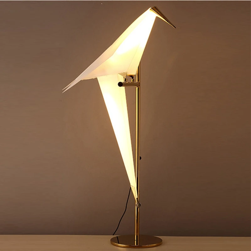 Günstig Art Deco Vogel Papier Boden lampe Schlafzimmer Studio wohnzimmer lampe stand origami licht Studie Nacht Lesen tisch gold boden lampe