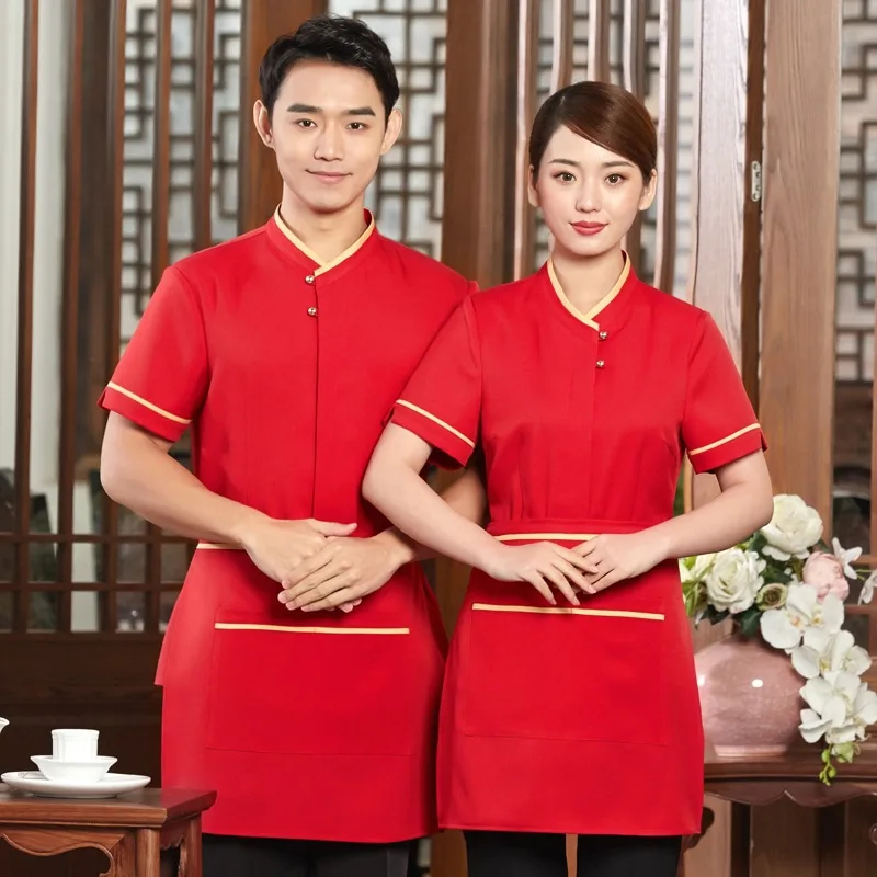  Summer Restaurant Kitchen Hotel Hot Pot Cook Waiter Uniforms Fashion Elegant Men and Women Waiter W - 33012770529