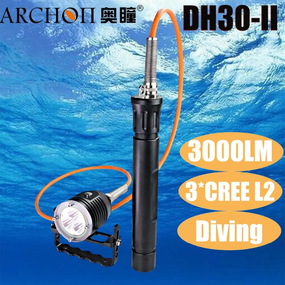 ARCHON DH30 II 3xcree XML U2 светодиодный 3 Режим 3000LM 100 м Подводные 3*26650 Канистра Дайвинг