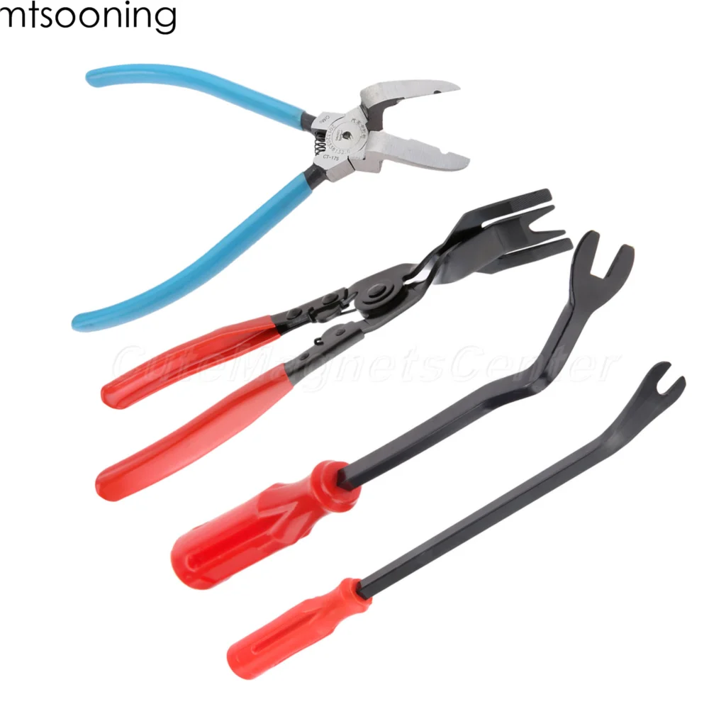 mtsooning 4pcs Car Fastener tool Plastic Trim Dash Removal Clip Door Panel Installer cover Pry Repair Tool Tools | Автомобили и