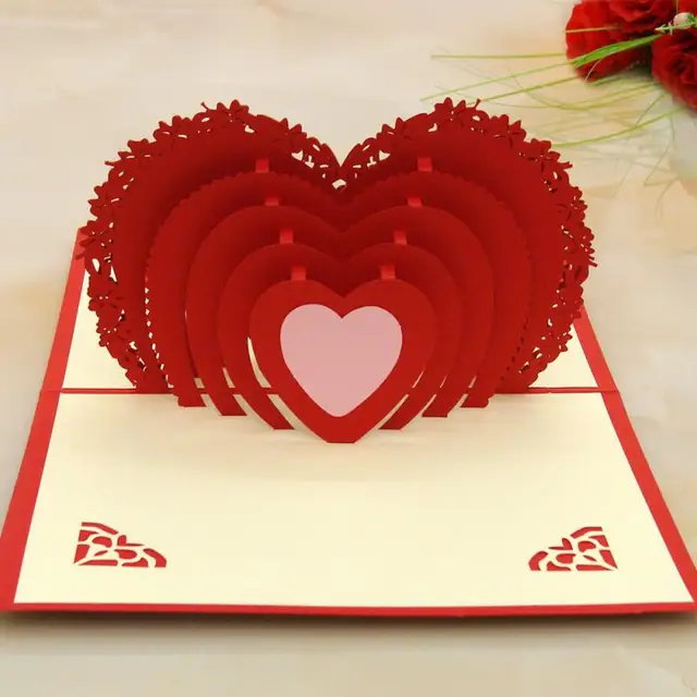 3d heart shaped greeting cards folding happy birthday card best gift best greeting cards