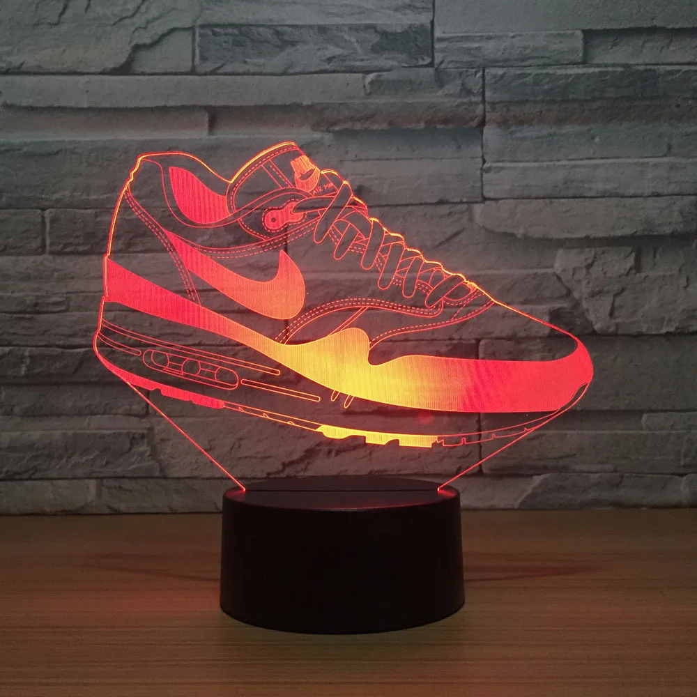 3D Led сенсорный выключатель обувь ночник для спортивных фанатов Творческая настольная лампа спальня Usb Atmospheres освещение приспособление