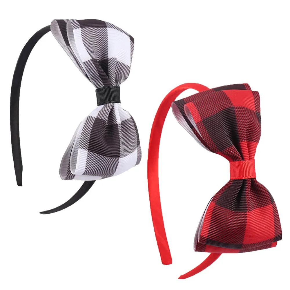 Red Black Plaid Hair Bow Headbands for Girls Grosgrain Ribbon Hairbands Teen Boutique Tiara Girls Hair Accessories