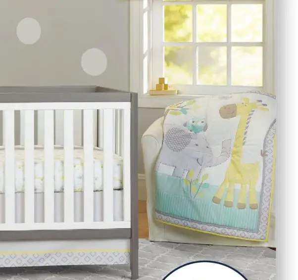 Forest Animals 3 Piece Baby Crib Bedding Set, pink, green, blue for boy and girl