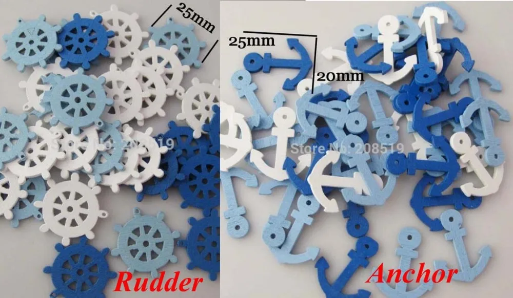 

WBNLNS Mixed Anchor&Rudder DIY Decorative Scrapbooking embellishments 100pcs Mix colors crafts accessories