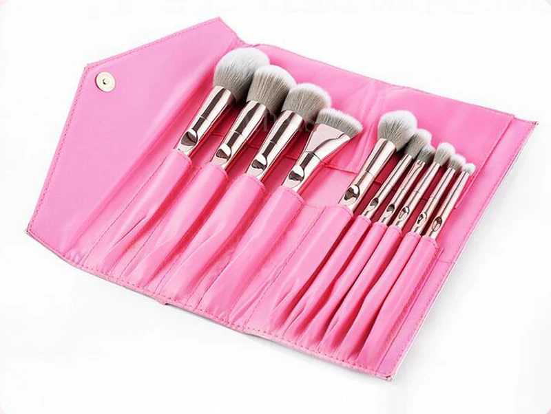 Pink Soft Face Makeup Brushes Tool Set Cosmetic Professional Eyeshadow Powder Fingerprint Blush Brush Highlights 10pcs Hot 10 (4)