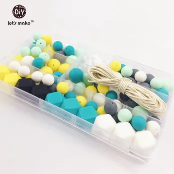 

Let's make 1 set Silicone Beads Set Of Unfinished Round Chew Beads Teething Nursing Necklace Mint Green Turquoise Baby Teether
