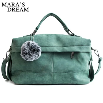 

Mara's Dream Vintage Women Scrub PU Leather Shoulder Bags Messenger Bag with Ball Toy Brand Design Female Party Handbags Bolso