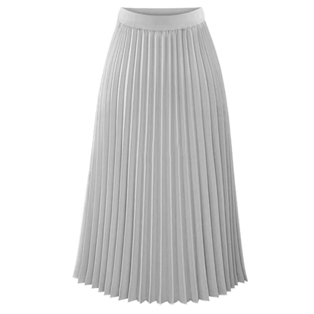 Женская винтажная длинная юбка, зимняя эластичная талия, однотонная плиссированная юбка, цветная эластичная юбка с высокой талией, повседневные винтажные вечерние юбки d2