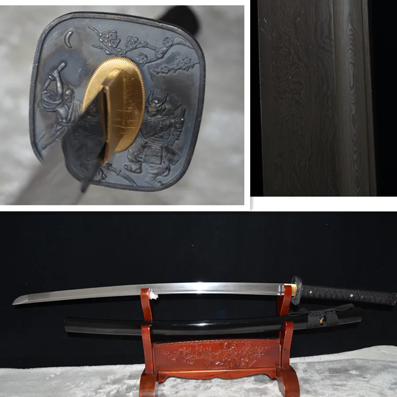 

Japanese Samurai Functional KATANA Traditional Hand Forged Sword DAMASCUS Full Tang Folded Steel Quenching Oil Blade Very Sharp