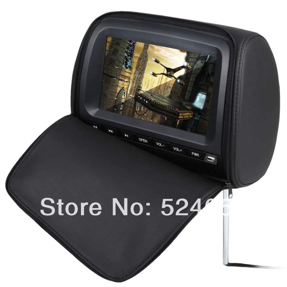 Perfect C1037Z 2X9 Inch BLACK car HEADREST DVD PLAYER WITH ZIPPER COVER SUPPORT 32 BITS GAME FUNCTION  with 2xIR headphone 4