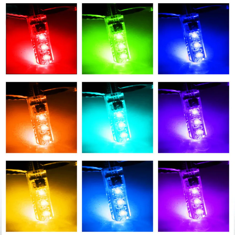2 шт. автомобильные разноцветные светодиодные лампы T10 w5w 5050 6SMD canbus 194 168|5050 canbus|w5w