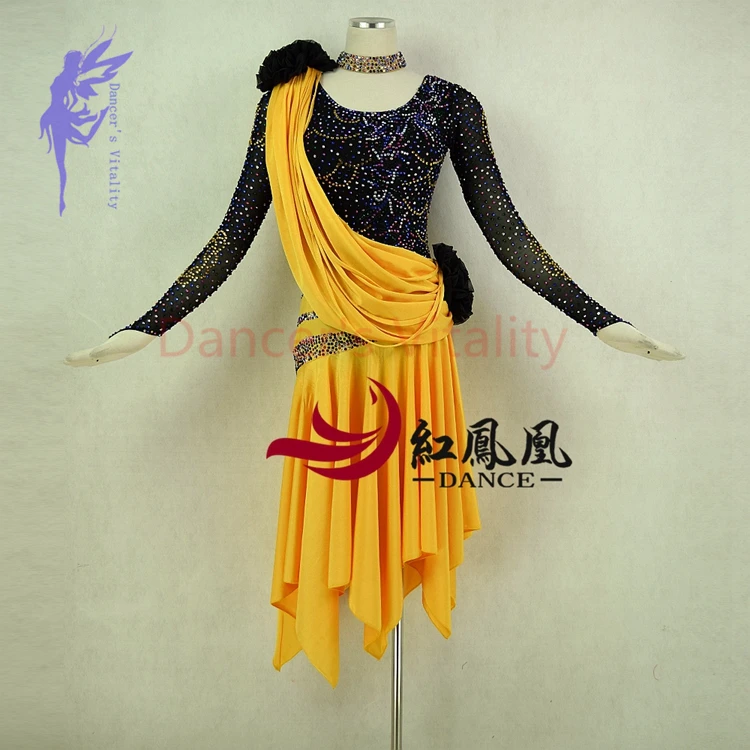 

New latin dance costumes sexy senior long sleeves stones latin dance dress for women latin dance competition dresses XS-6XL