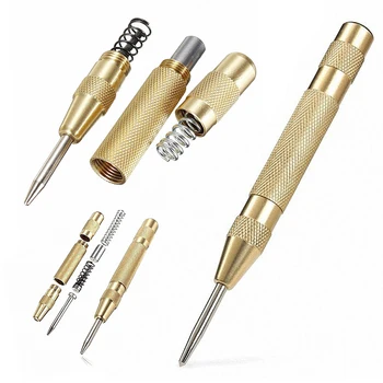 

5'' Automatic Center Pin Punch Spring Loaded Marking Starting Hole Tool Gold High Quality