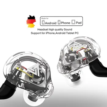 

QKZ VK1 4DD subwoofer in-ear Earphone HIFI hanging ear running coaxial mobile phone music with wheat Eadphones 0.75MM PIN cable