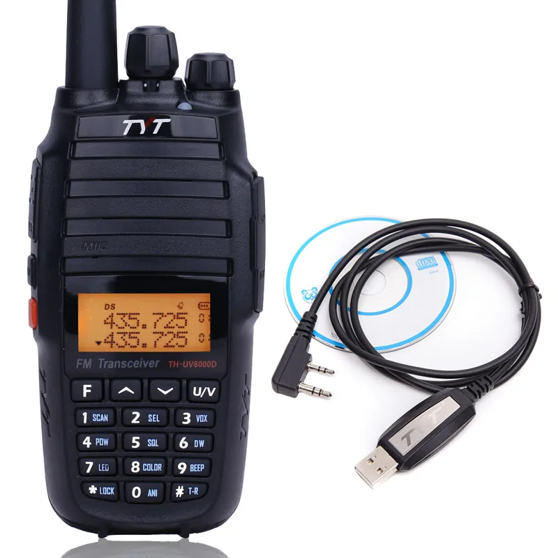 TYT TH-UV8000D Walkie Talkie 10 Вт Высокая мощность кросс-диапазон Ретранслятор th8000d Любительское радио 10 км 136-174/400-520 МГц 2 способ радио - Цвет: add usb cable