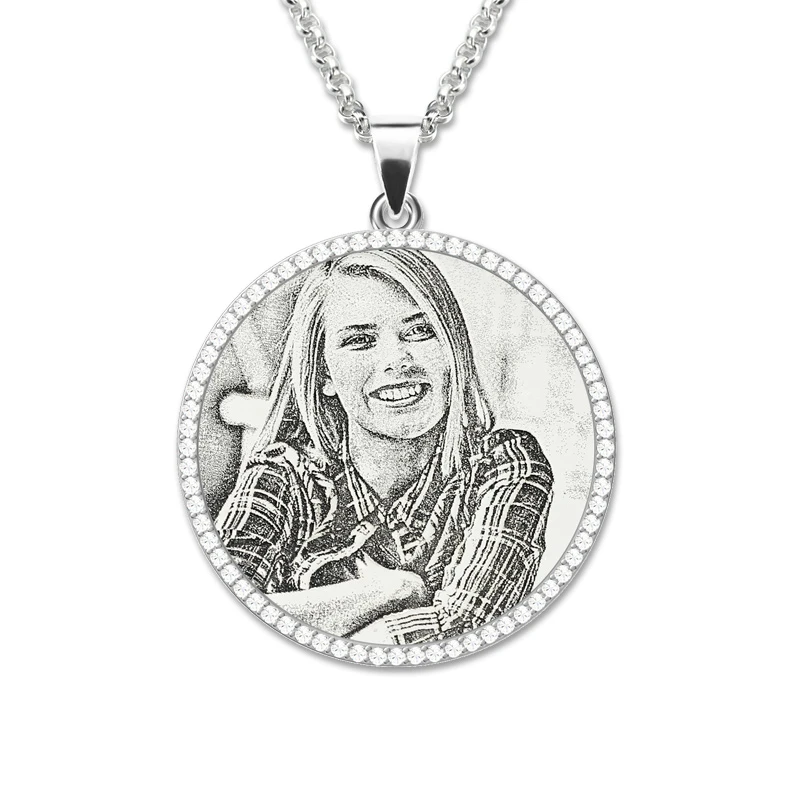 Shirly Engraved Family Tree Locket Necklace Custom Photo Crystal Pendant Necklace Memorial Necklace for Mother Custom Made Silver tag 