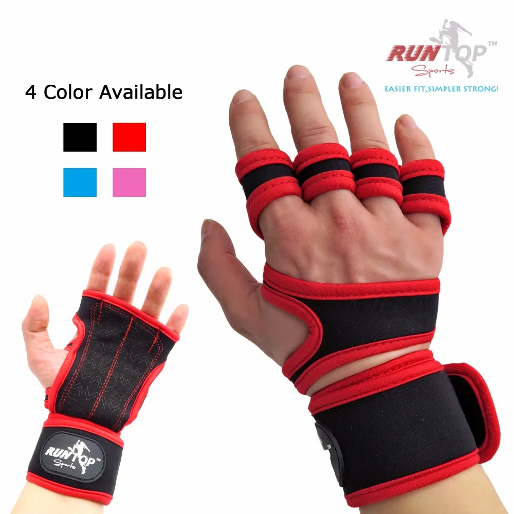 RUNTOP Crossfit WODS Training Grip Gloves Pad Wrist Wrap Brace Support Workout Fitness font b Weight