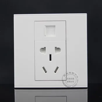 

Wall Plate Socket RJ45 Cat5e Network Lan & Five Hole Power Socket Panel Faceplate