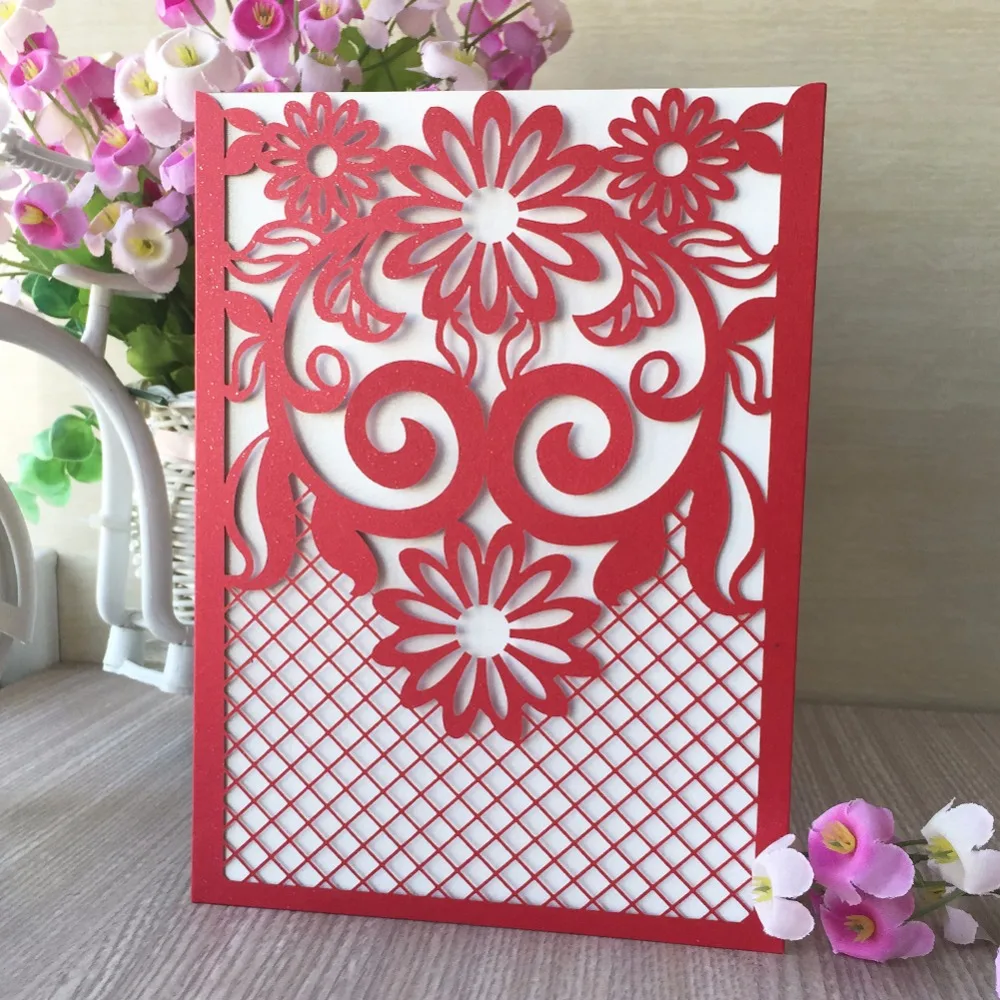 35pcs Laser Cut Flower Wedding Invitations Cards Kits for Wedding