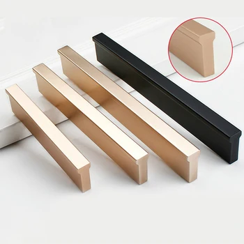 

Modern Minimalist Nordic Copper Gold Cabinet Door Cabinet Handle Aluminum Alloy Wardrobe Heightening Long Black Locker Pull