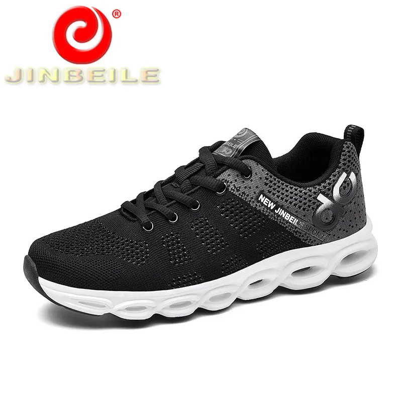 JINBEILE Lace Up Outdoor Running Shoes Men Unique Durable Outsole Mesh