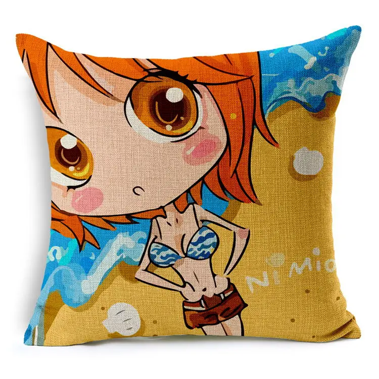 Nami Girl Animation One Piece Cartoon Cute Hand Painted Pillows Emoji Euro Home Decor Pillow