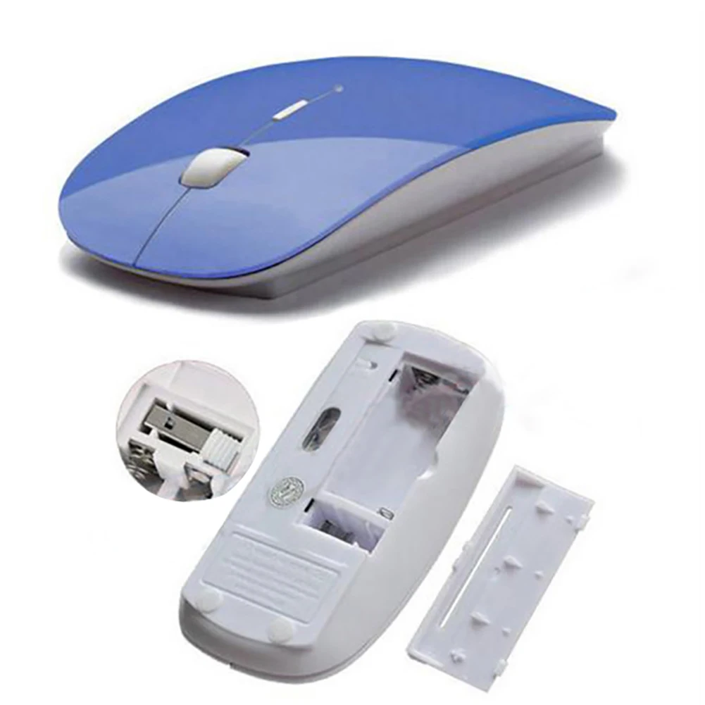 Компьютерные мыши для ноутбука! Ультратонкая 2,4G оптическая беспроводная мышь USB приемник Беспроводная воздушная мышь - Цвет: blue