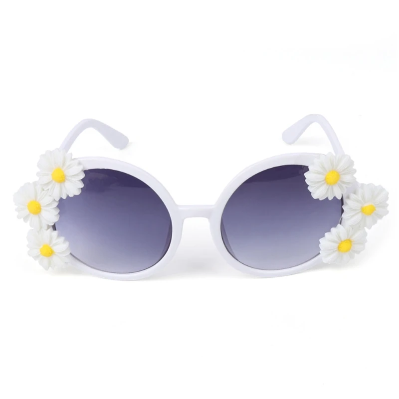 Round Sunglasses Flower Fashion Lady Women Eye Protection Beach Sunbath Eyewear