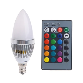 

E14 3W RGB LED 15 Colors Changing Candle Light Bulb Lamp w/Remote Control AC85-265V