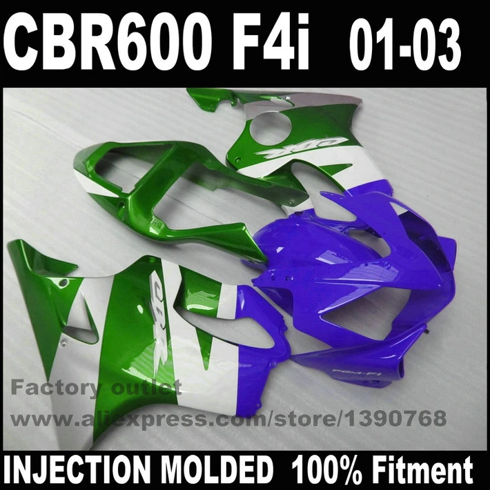 

Fairings for HONDA Injection molded CBR 600 F4i 01 02 03 CBR600 2001 2002 2003 blue green white fairing kit RE88
