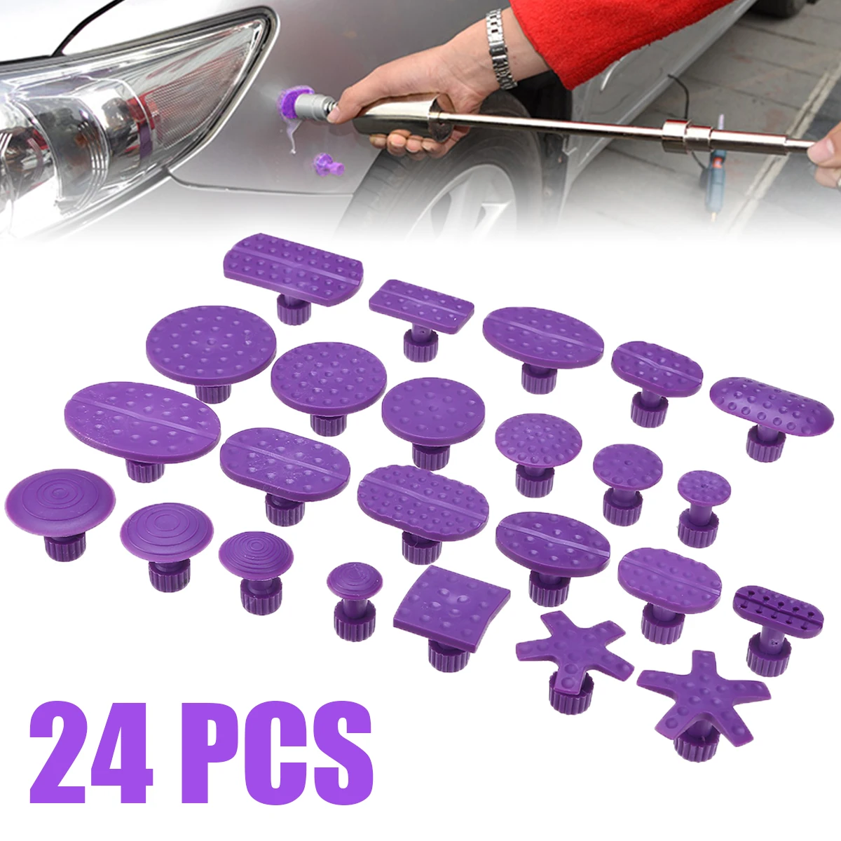 

24pcs/set Glue Puller Tabs Car Auto Body Dent Repair Tool Accessory Universal For All Cars