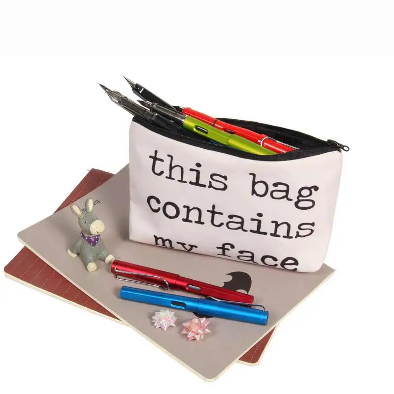 Jom Tokoy Heat Transfer Printing Cosmetic Bag Fashion Women Brand makeup bag This Bag Contains My Face Jom Tokoy Heat Transfer Printing Cosmetic Bag Fashion Women Brand makeup bag This Bag Contains My Face