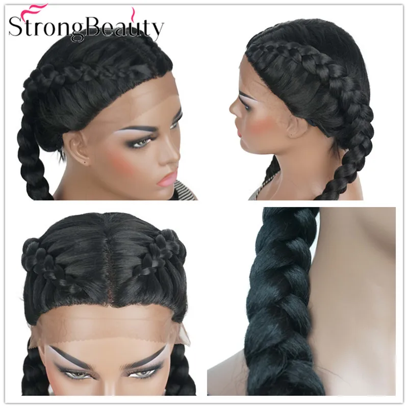 Strongbeauty Two Braid Hairstyles Lace Front Wigs For Women