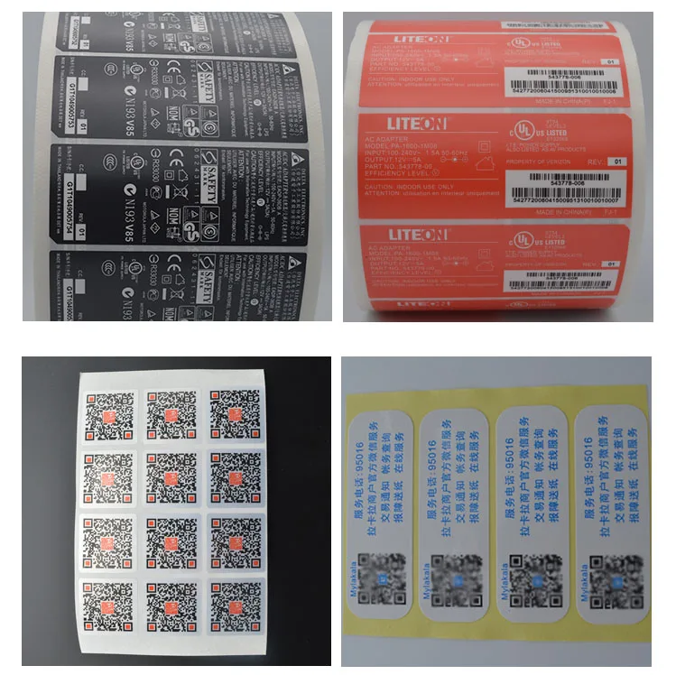 

custom logo QR code sticker bar code label printing shape code tags and plastic bag