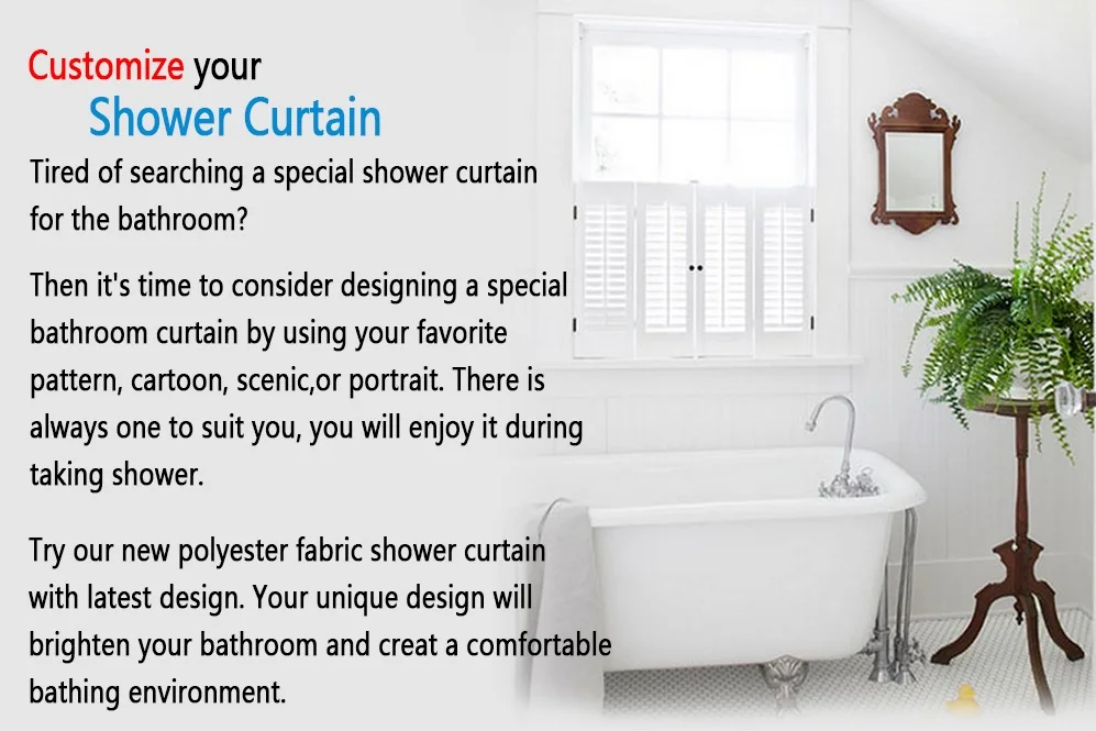 Новые Пользовательские Черно-белые шторы с рисунком из полиэстера для ванной водонепроницаемый Душ шторы с пластиковыми крючками больше размеров