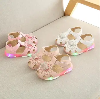 

New Children's Sandals Girl Princess Led Summer Sandals Luminous Lighting Sandals Girl Flower Princess Shoes