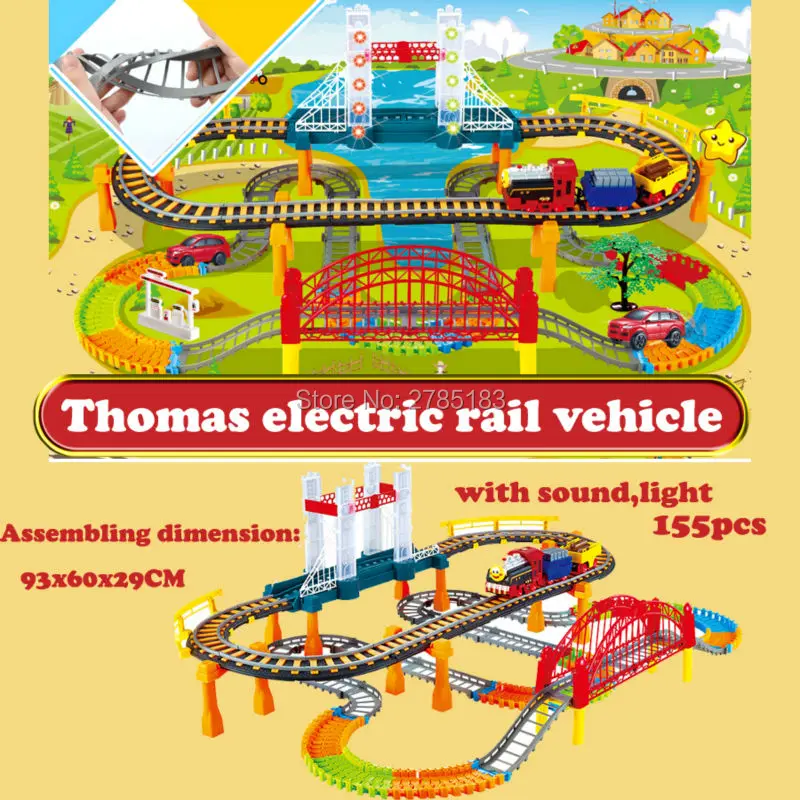 

Thomas Trains Two-Layer Large Track Rail Car DIY Toy Car Model Electronic fashing Spiral Wheel Track Roller Rail Car