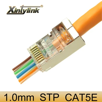 

xintylink EZ rj45 connector rg rj 45 plug cat5e terminals cat5 8P8C stp network connector metal gold plated shielded modular lan