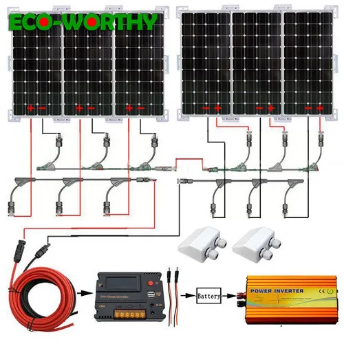 

600W solar power panel system: 6pcs 100W Mono 18V solar panel with 20A controller 24-110V/220V inverter 12V battery mono system