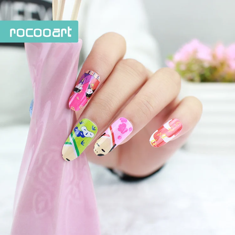 Rocooart Y5225 милое кимоно клейкая наклейка для ногтей маникюрная Женская обертывание