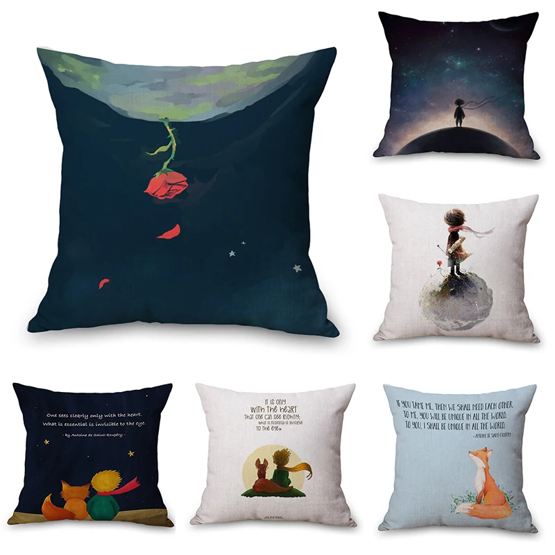 

Fox Le Petit Prince Neck Body Pillowcase Linen Bed Travel Pillows Cover Couch Seat Cushion Throw Pillow Home Decoration Gift